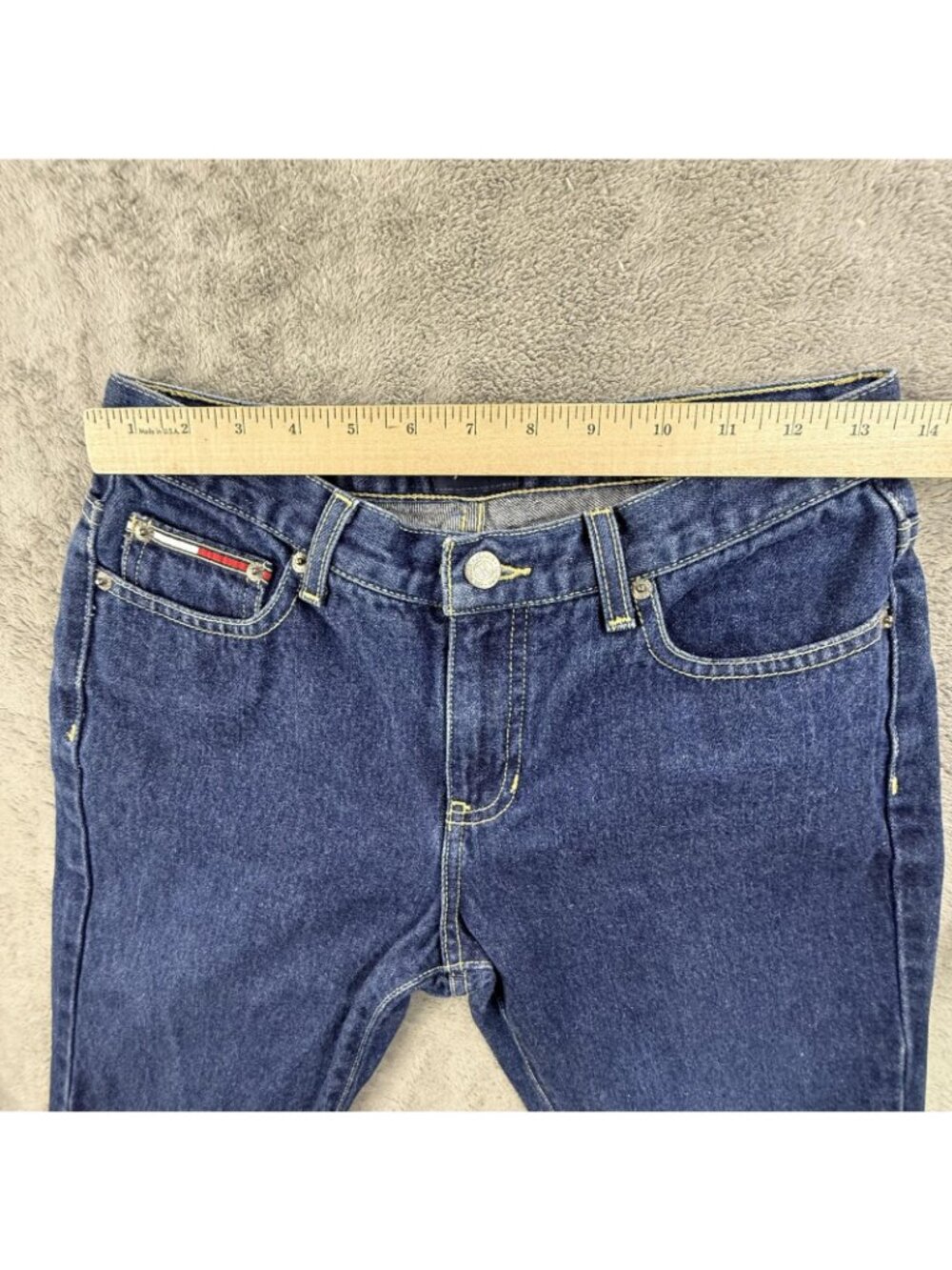 Vintage Tommy Hilfiger Jeans Womens 7 Blue Straight Leg Mid Rise Denim Y2K Flag - Picture 12 of 16